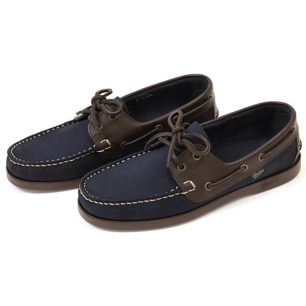 パラブーツ　デッキシューズ　バース　ネイビーヌバック×ブラウン　Paraboot　BARTH　MAR...