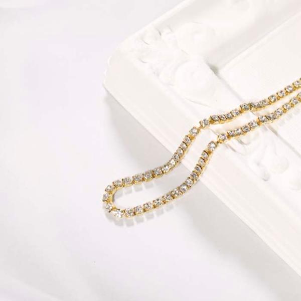 1m ストーン付きチェーン ラインストーン ダイヤ デコ アクセサリーパーツ 飾り イヤリング ネッ...