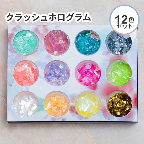 【レジン 封入素材】クラッシュ ホログラム 12色セット 宝石風 ホロ キラキラ カラフル 海 雪 ...