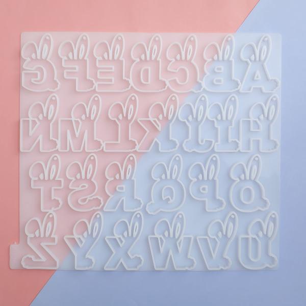 シリコンモールド 通し穴付き アルファベット 文字 うさぎ 耳 尻尾 レジン型 ウサギ ふわふわ 英...