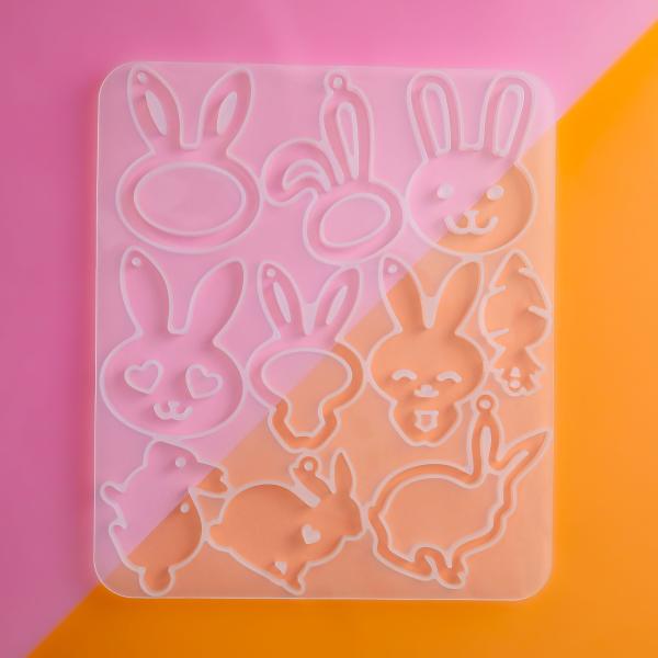 シリコンモールド うさぎ 顔付き シルエット 穴あき バニーうさぎ 顔 全身 可愛い 穴あき生き物 ...