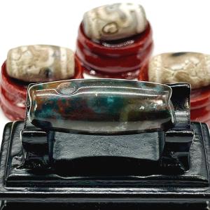 本物 九眼天珠 朱砂 s737 老天珠 古代チベット ジービーズ 54.2mm