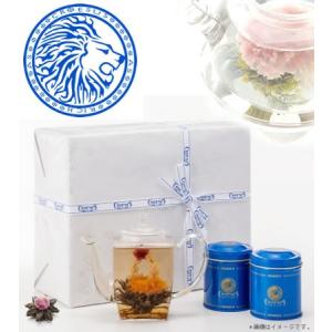 きれいなお花が咲く工芸茶２缶(10珠入り)＋角ポットギフト