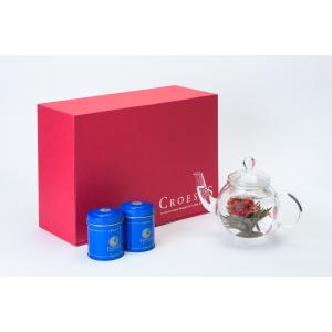 きれいなお花が咲く工芸茶２缶(10珠入り)＆Wウォール丸ポットギフト