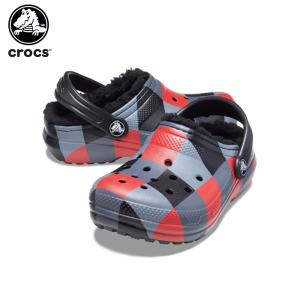 クロックス crocs クラシック ラインド プラッド クロッグ キッズ classic lined plaid clog k キッズ サンダル シューズ 子供 ボア｜crohas