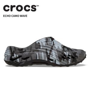 [B]クロックス メンズ レディース サンダル CROCS エコー カモ ウェーブ Echo Camo Wave ブラック/スレートグレー 212044-0dd