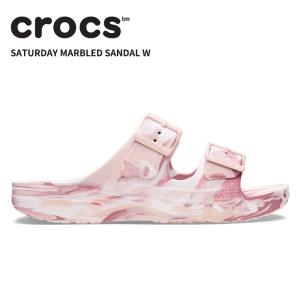 [B]クロックス レディース サンダル CROCS サタデー マーブル サンダル Saturday Marbled Sandal W クォーツ/マルチ 213297-6ws