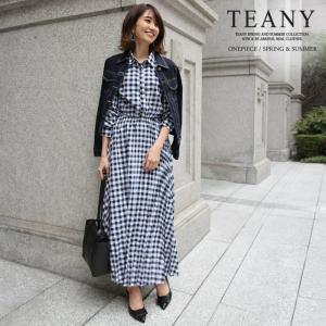 ギンガムチェックプリーツシャツワンピース