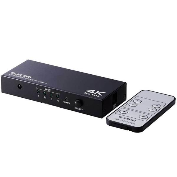 エレコム HDMI切替器(4ポート) PC ゲーム機 マルチディスプレイ ミラーリング 専用リモコン...