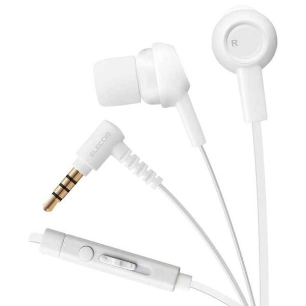 エレコム スマートフォン用ヘッドホン 3.5φ4極 マイク有 ステレオ カナル CS3520 ホワイ...