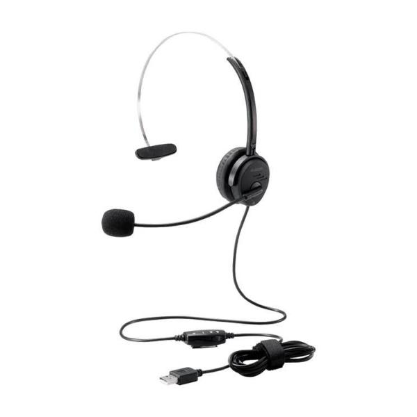 エレコム ヘッドセット 片耳 有線 オーバーヘッド USB 接続 テレワーク WEB会議 オンライン...