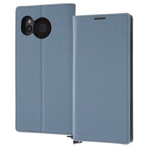 AQUOS sense 7 手帳型 スマホ ケース カバー  ブルー x ライトグレー 耐衝撃 カード ポケット スタンド