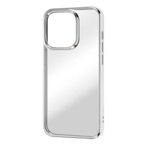 iPhone 14Pro クリア スマホ ケース カバー メタリック フレーム シルバー 透明 耐衝撃 頑丈 丈夫 ストラップホール