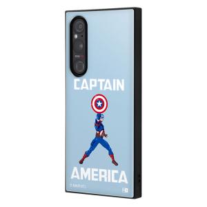 Xperia1V ケース MARVEL キャプテンアメリカ ブルー スマホ カバー キャラクター グッズ 耐衝撃 ハイブリッドの商品画像