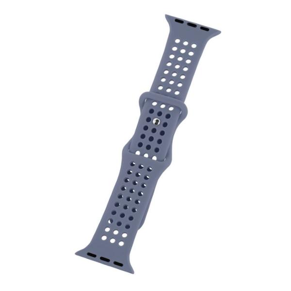 AppleWatch ベルト 38/40/41/42mm ブルー バンド パンチングシリコンバンド ...