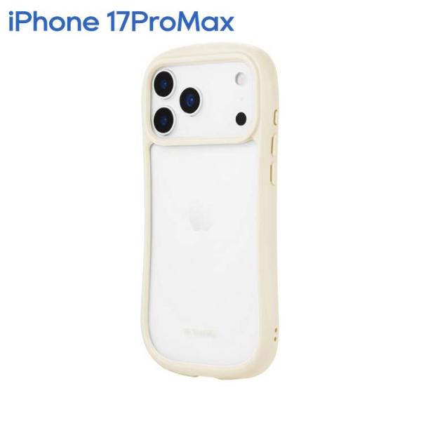 iPhone17ProMax ケース くびれフォルム ホワイト カラーフレーム クリア 透明 耐衝撃...