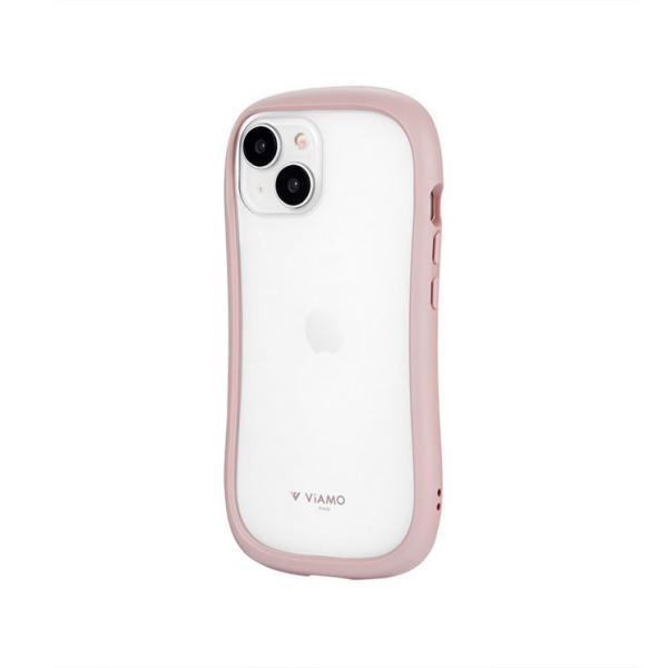 iPhone 15 14 ケース クリア 透明 ダスティ ピンク ストラップホルダー 付 耐衝撃 ス...