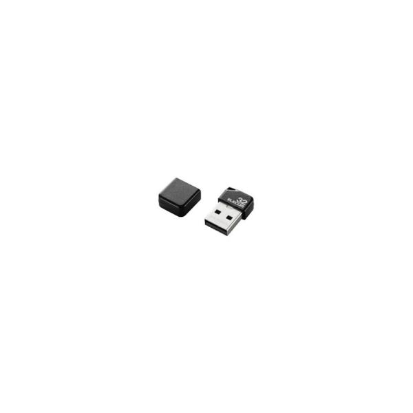 エレコム USBメモリ USB2.0 小型 32GB キャップ付 ストラップホール 1年保証 ブラッ...