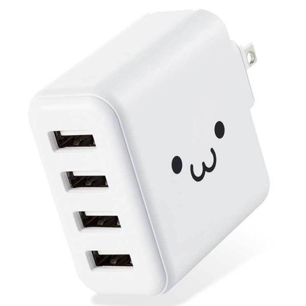 エレコム iPhone充電器 AC充電 3.6A出力 USB 4ポート 合計24W ホワイトフェイス...