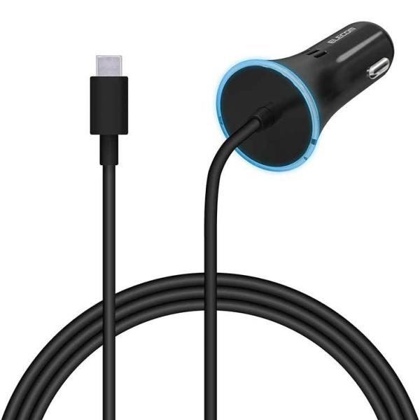 エレコム 車載充電器 カーチャージャー タイプC USBC ケーブル一体型 ケーブル長 1.5m ブ...