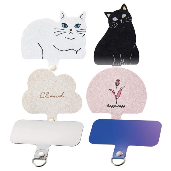 エレコム スマホ ストラップホルダー シート ケーブル穴用 1口タイプ 1枚入り ストラップシート ...