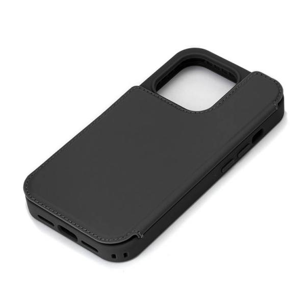 iPhone15Pro ケース 手帳 背面 クリア 透明 ブラック カード 収納 ポケット カバー ...