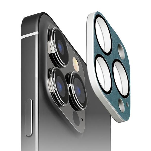 iPhone15Pro カメラ フル プロテクター PVC レザー ガラス フィルム ブルー 10H...