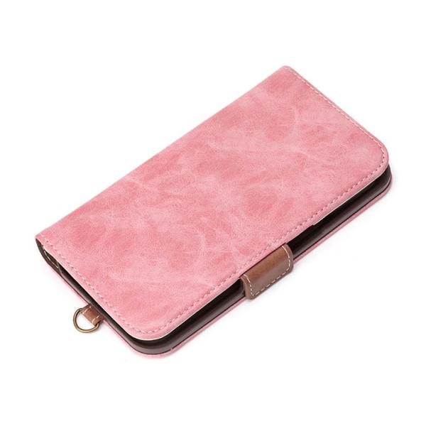 iPhone15ProMax 手帳 ケース ピンク シンプル 無地 保護 カバー シンプル カード ...