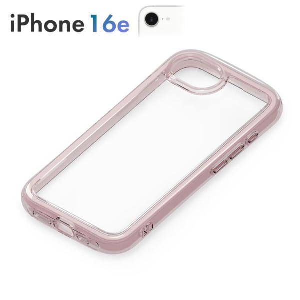 iPhone17e iPhone16e ケース ピンク 背面 クリア 透明 カラーフレーム エアクッ...