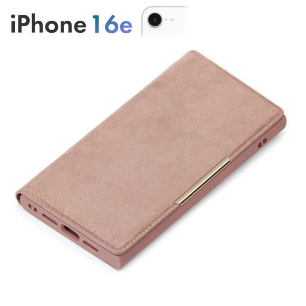 iPhone17e iPhone16e 手帳 ケース ピンク 背面 クリア 透明 スエード mags...