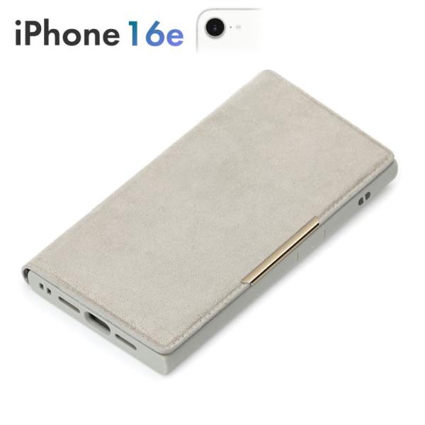iPhone17e iPhone16e 手帳 ケース グレー 背面 クリア 透明 スエード mags...