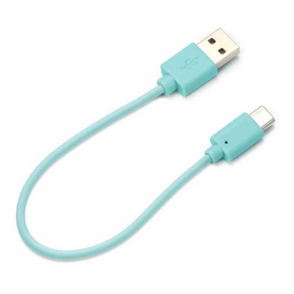 スマートフォン ケーブル 15cm ブルー USB Type-C USB Type-A コネクタ U...
