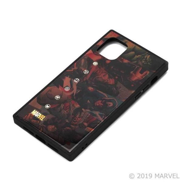 iPhone 11 ケース MARVEL アベンジャーズ ブラウン カバー ガラス ハイブリッド カ...