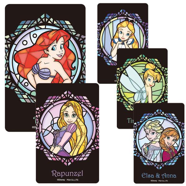 ディズニー プリンセス ステッカー シール カードサイズ ステンドグラス キャラクター グッズ アリ...