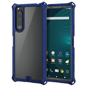 エレコム Xperia 5 III ケース カバー 耐衝撃 ZEROSHOCK ゼロショック ハイブリッドケース クリアタイプ ストラップホール付 ネイビー ELECOM