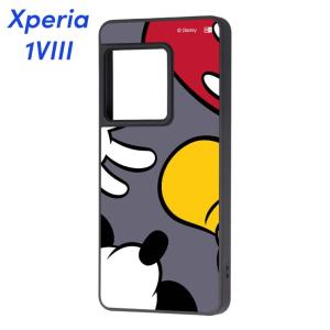 Xperia1VIII ケース ディズニー ミッキーマウス グレー 衝撃吸収 ハイブリッド 保護 カバー キャラクター エクスペリア SO-51G