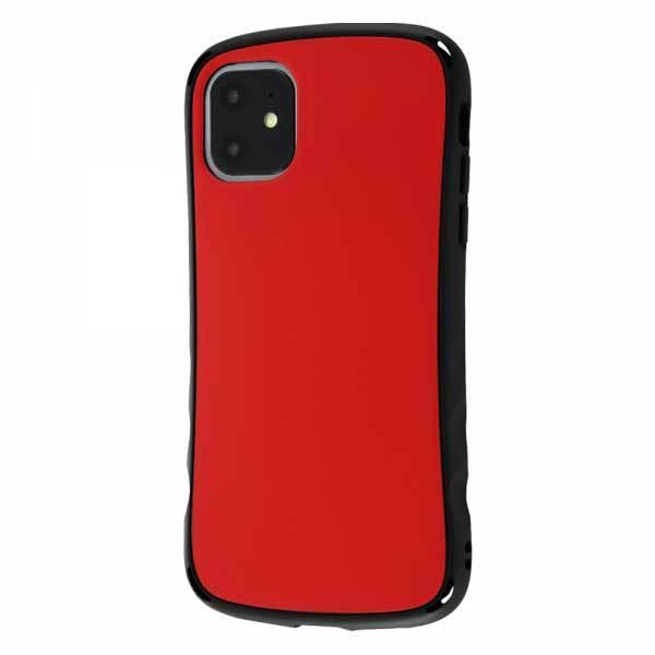 iPhone 11 耐衝撃ケース レッド カバー 衝撃吸収 カメラ保護 グリップ ストラップホール ...