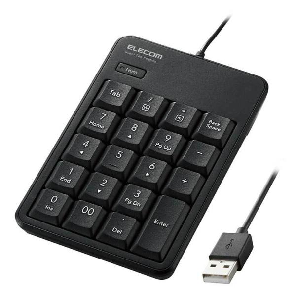 エレコム テンキー 有線 USB接続 抗菌 静音 メンブレン ブラック