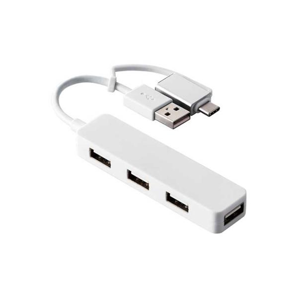 USB ハブ USB2.0 USB-Aコネクタ Type-C 変換アダプター付 USB-Aポート ×...