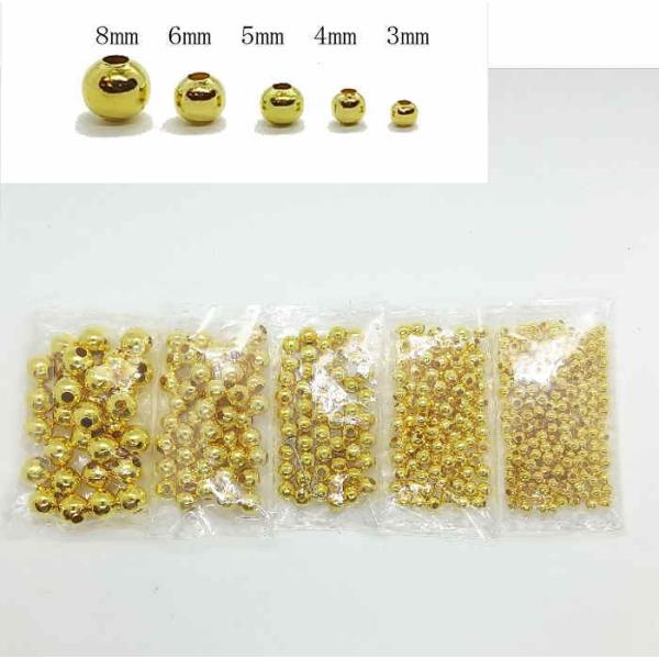 B-5  ゴールドコーティングビーズ サイズは５種類 8ｍｍ6ｍｍ5ｍｍ4ｍｍ3ｍｍ アクセサリー ...