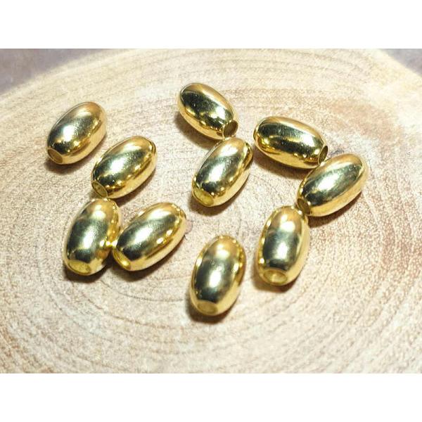 YG-Pイエローゴールドパイプビーズ真鍮中空10粒入り 樽パイプ型(長さ約7.8ｍｍ)  イエローゴ...