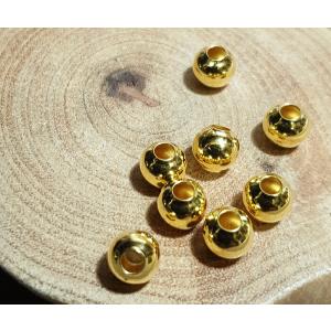 YG-6イエローゴールド６mm真鍮ビーズ中空８粒入り　イエローゴールドコーティング 1袋8粒入り ク...