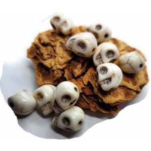 ドクロ スカルビーズ骨セラミックビーズ 数量1で10個入り パーツ 材料 白 アクセサリー　本物　天...