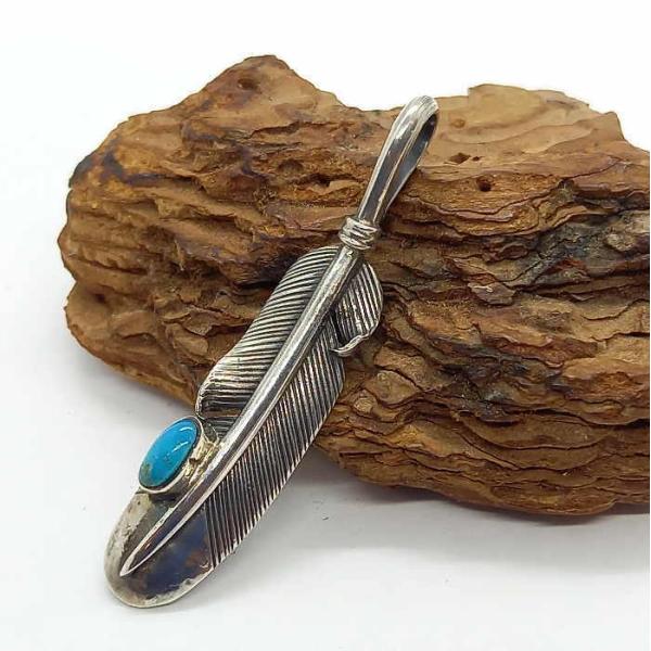 top-75 フェザー ペンダントトップ　4.5cmSilver925　ハンドメイド アクセサリー/...