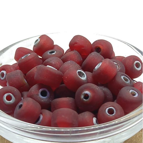 B-103ホワイトハートビーズ スリガラス ビンテージ風 数量1で10粒入り ガラス 赤色 アクセサ...
