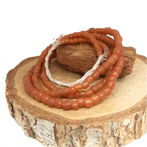 B-131 ガラスビーズ スリガラス オレンジ 1連約120粒以上 オールド アクセサリー 材料 パ...