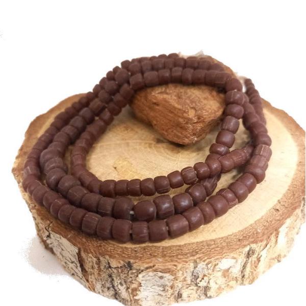 B-140 ガラスビーズ スリガラス ブラウン 1連約120粒以上 オールド感 アクセサリー 材料 ...