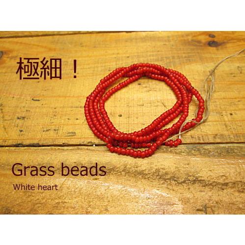 B-6超小粒ビーズホワイトハートビーズ ガラス 赤色 アクセサリー/パーツ/材料/ネックレス ホワイ...