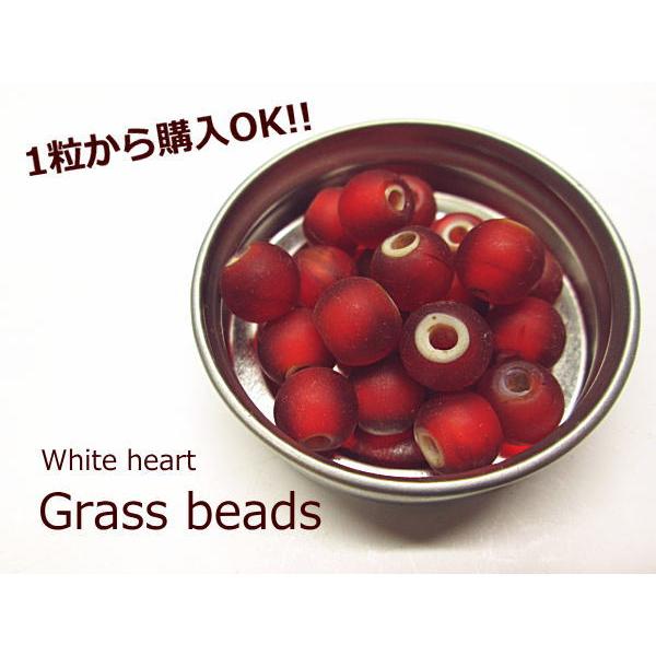 B-11ホワイトハート ビーズ 丸玉(スリガラス)直径8,5ｍｍ 1粒から購入OK 激渋赤色 アクセ...