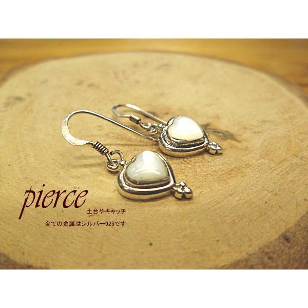 ハート ピアス シェル 土台all Silver925　ハンドメイド インディアンスタイル ギフト ...